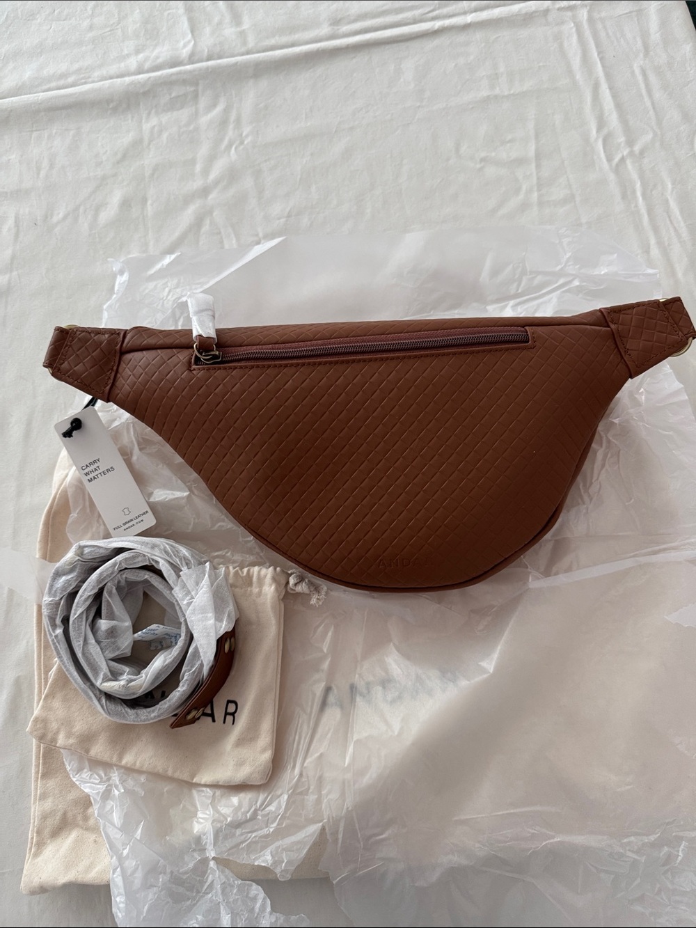Andar Tatum Sienna Woven Leather Belt Bag - Picture 4 of 4